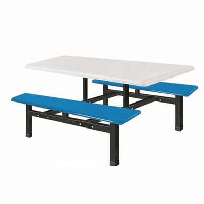6位玻璃钢固定条凳餐桌