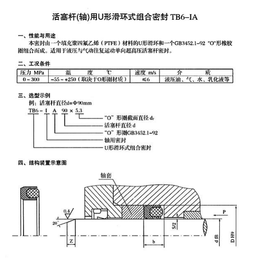 活塞杆轴用U形滑环式组合密封TB6-IA 300Mpa