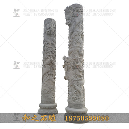迷你型惠安青草石石雕龙柱 东南亚竹山石雕龙柱 文化柱大型厂家