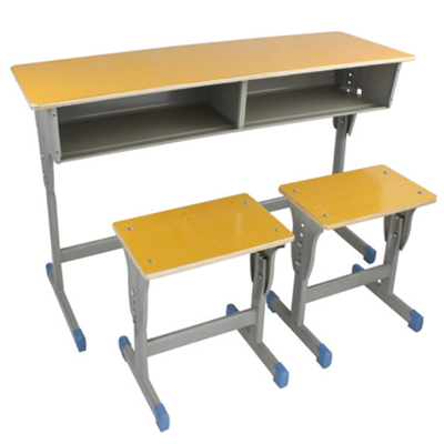 中小学双人单柱单层外升降课桌凳