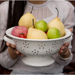 摩登主妇日式复古搪瓷沥水篮客厅水果篮家用厨房洗菜篮置物篮