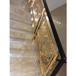  中式设计铝板浮雕楼梯护栏 艺术仿古铜雕花铝艺楼梯扶手