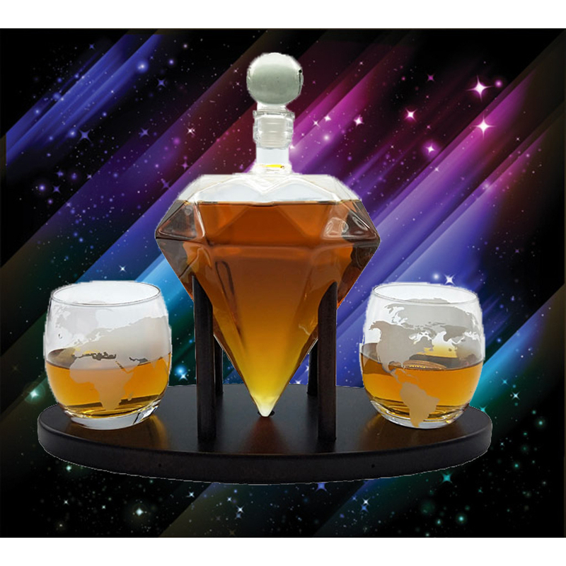 钻石玻璃酒瓶手工吹制钻石造型泡酒器威士忌玻璃醒酒器