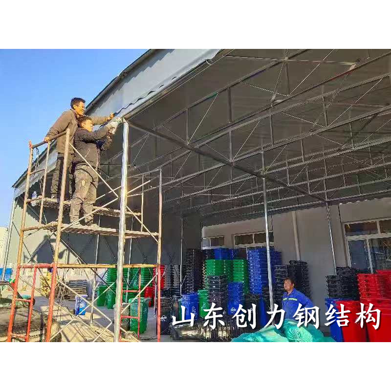 聊城厂家订制大型工厂仓库篷生产移动遮阳棚制作电动推拉雨篷