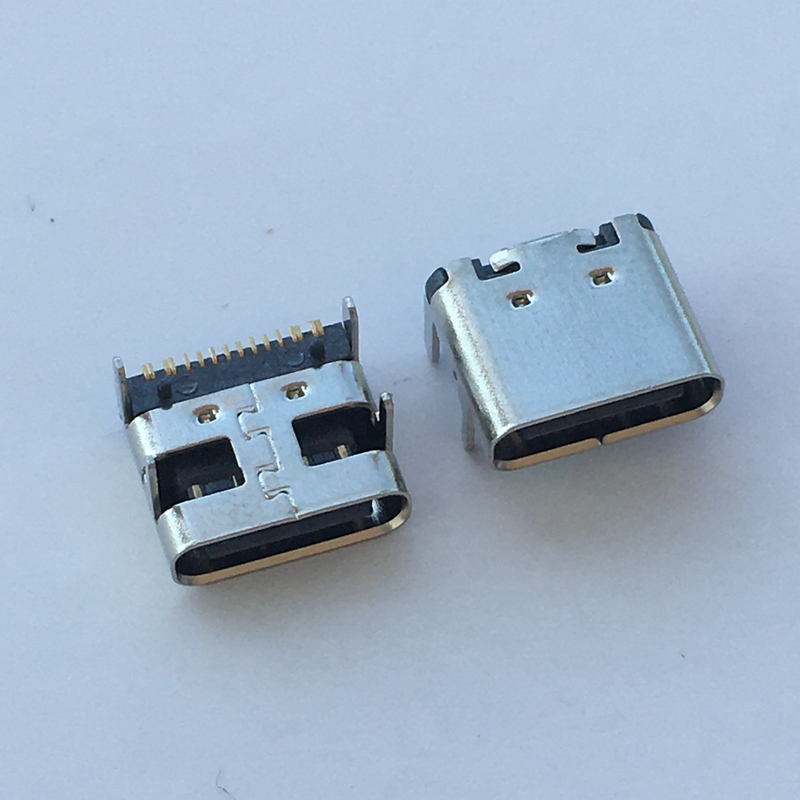 USB TYPE-C 16P板上单排贴片SMT四脚插板L