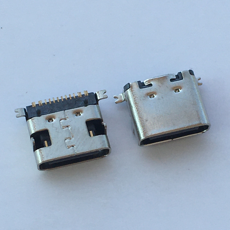 USB TYPE-C 16P板上单排贴片SMT前插后贴L