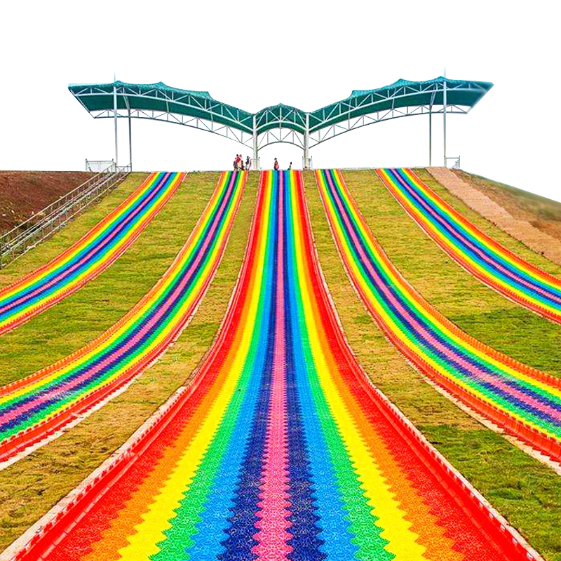 网红彩虹滑道 旅游景区游乐设备七彩网红滑梯价格旱雪生产厂家							