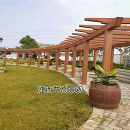 惠州仿木花架厂家 水泥仿木葡萄架价格 艺高景观长廊护栏生产
