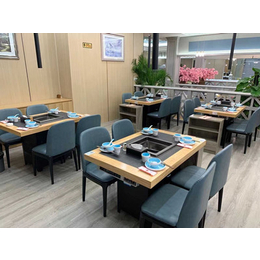 天津钢木烤肉桌椅组合 火锅店的桌子 自助火锅店桌椅