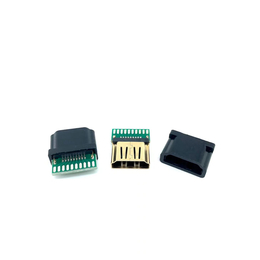 HDMI 夹板式母座带护套 带PCB板20个焊盘 铁壳镀金