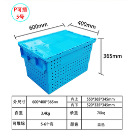 供应P5号带眼斜插箱长60宽40高36.5带盖物流周转箱