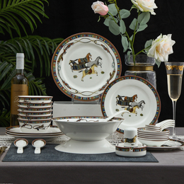 开业庆典陶瓷餐具套装 单位成立周年商务礼品碗盘碟印字