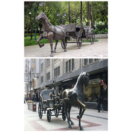 苏州古镇景区铸铜人物驾马车雕塑 拍照背景欧式马车