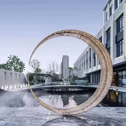 大型不锈钢圆环雕塑摆件