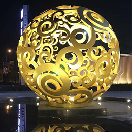 圆球不锈钢夜景雕塑图片