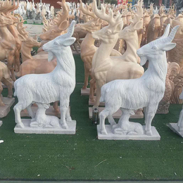 园林景观石雕小鹿 小羊雕塑 石雕羊 汉白玉石雕动物羊鹿摆件