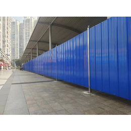蓝色绿色波浪纹彩钢瓦围挡 工地施工安装铁皮围栏板