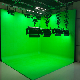 扇型免漆模块绿幕拼接蓝箱虚拟演播室校园电视台直播抠像背景定制
