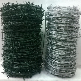 河北镀锌刺绳厂家供应三明绿色带刺铁丝网珠江包塑刺铁丝