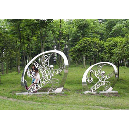 售楼处抽象不锈钢雕塑大型圆环浪花摆 成都定制金属景观雕塑制作