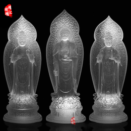 西方三圣古法琉璃佛像 背光阿弥陀佛大势至观音菩萨佛像