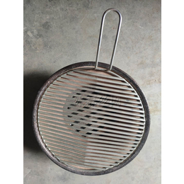 韩式带把不锈钢扁条圆形烧烤篦子帘子家用烤肉网架凹槽导油碳烤网