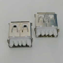 USB 2.0沉板母座4P90度后两脚插板弯脚卷边白色胶芯 