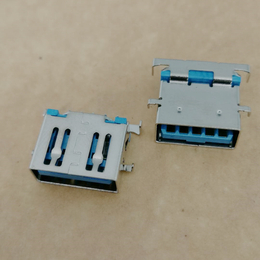 USB 3.0母座9P四脚沉板90度DIPH蓝胶铜壳直边