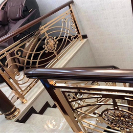 北京欧式别墅镀金弧形楼梯铜雕花护栏扶手