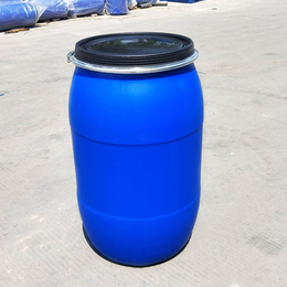 蓝色200公斤塑料桶200L法兰铁箍塑料桶