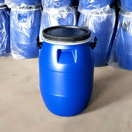 蓝色开口60升塑料桶法兰铁箍60KG化工桶