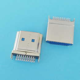 HDMI19P-A型夹板公头铁壳镀金蓝胶音频高清接口