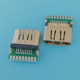 HDMI19P-A型夹板母座 带PCB板 高清接口铁壳镀金