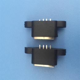 USB防水母座180度立式直板式带双耳螺丝孔 
