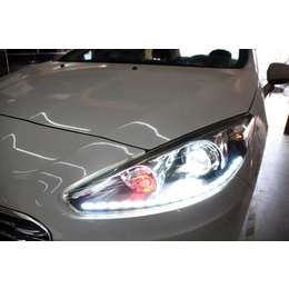 徐州改装标致308汽车大灯 升级LED透镜及流光日行灯