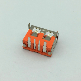 USB 母座大电流短体6.3厚前两脚直边橙色
