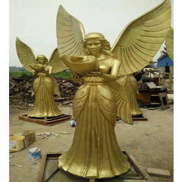 加工定制-遵义市铜雕塑-带翅膀美女铜雕塑