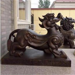 中式古典吉兽铜貔貅雕塑-营口铜貔貅- 艺精巧